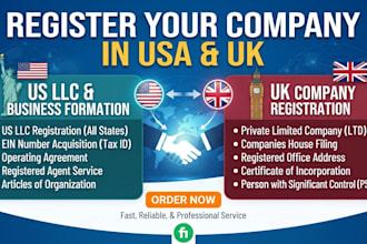 do US llc registration, USA business registration, ein, UK company registration