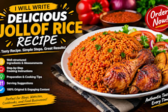 write delicious jollof rice recipe