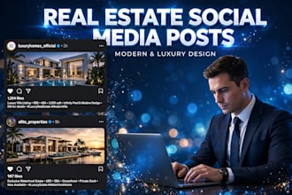 design modern real estate social media post and banner