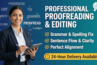 proofread, editable, retype, rewrite, and fix grammar, spelling, and alignment