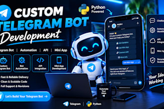 develop custom telegram bot python telegram bot automation api chatbot mini app
