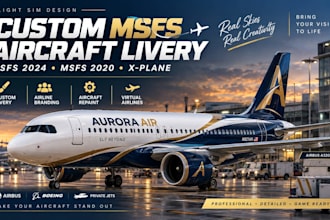 design custom msfs 2026 aircraft livery, airplane repaint and x plane skin