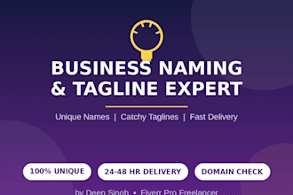 create a catchy business name and tagline