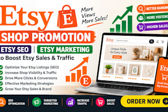 etsy shop promotion, etsy SEO , etsy marketing to boost etsy sales and traffics
