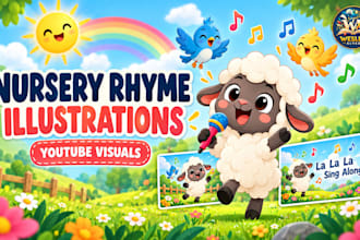 design 2d illustrations for children songs, nursery rhymes, and lullaby music