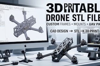 create 3d printable stl files for your custom drone uav vtol quad drone frame