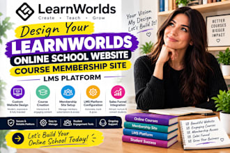 design learnworlds online school website course membership site, lms platform