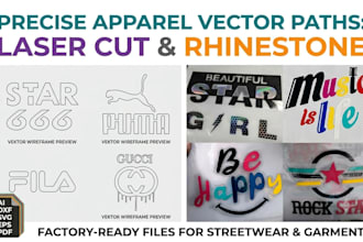create laser cut vector and rhinestone transfer for apparel