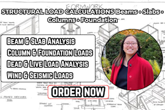 do structural load calculations for beams, slabs, columns, and foundation