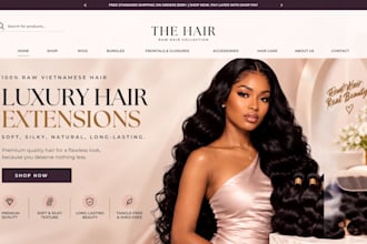 design hair extension website shopify hair store wix hair website beauty website