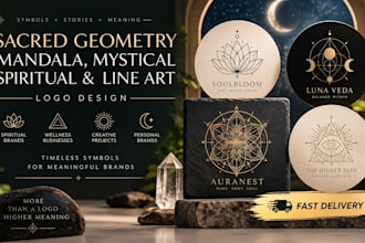 design sacred geometry, mandala, mystical, spiritual and line art logo
