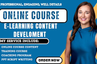 create online course content training manual work book ppt design video course