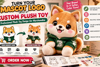 turn your mascot logo into custom plush toy merchandise custom plush toy design