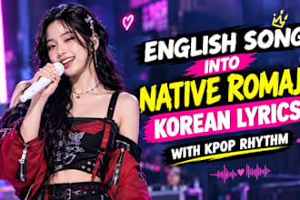 sing your english song into native romaji korean lyrics with kpop rhythm