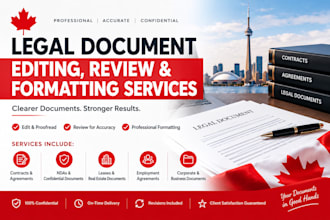 provide professional legal document editing, review and formatting services