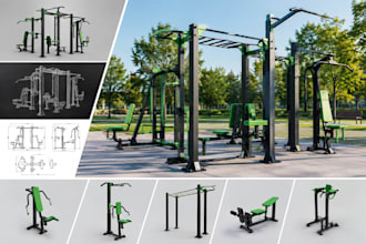 design professional 3d outdoor gym equipment and fitness stations