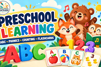 illustrate alphabet phonics counting kids song flashcards for preschool learning