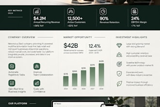 design a professional investment teaser, investor one pager or executive summary