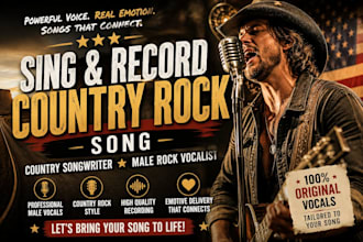 sing and record country rock song, country songwriter male rock vocalist