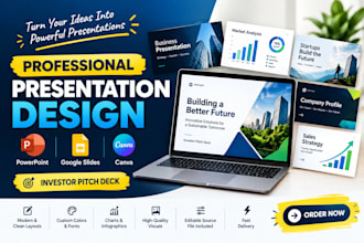 design professional powerpoint presentation, google slides, and investor