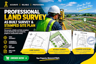 provide land survey, as built survey and stamped site plan