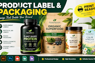 design product labels, supplement labels and packaging pouches