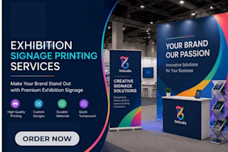 design trade show booth, exhibition backdrop and event display signage in 24hour