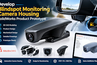 develop blindspot monitoring camera housing solidworks product prototype