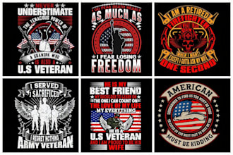 design a patriotic american flag vintage retro t shirt design