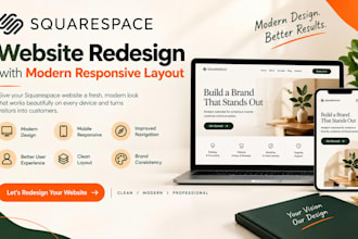 redesign squarespace website with modern reesponsive layout