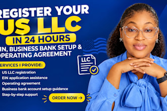 register 24 hours US company llc , ein business bank setup, operating agreement