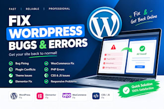 fix wordpress bugs, errors, issues and website problems