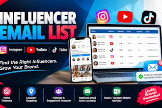 find instagram, youtube and tiktok influencer email lists