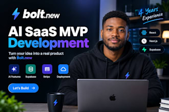build boltnew ai saas mvp web app with supabase, API integration and auth