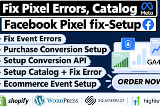 fix or setup meta facebook pixel, ga4 ecommerce tracking with GTM