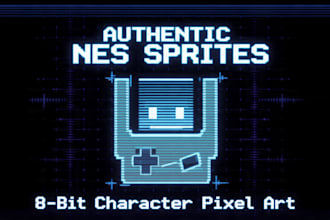 draw nes retro pixel art character sprite for indie, retro games and romhack