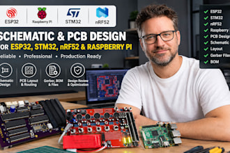 design esp32, stm32, nrf52, raspberry pi schematic layout and pcb design