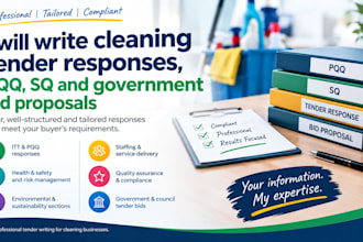 write cleaning tender responses pqq sq and government bid proposals