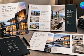 design real estate brochure, property listings and buyer guide in canva