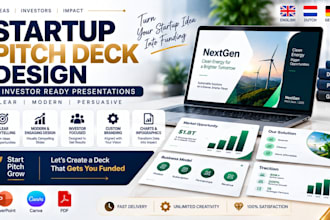 design professional startup pitch deck for investors seed rounds fundraising