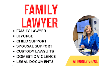 prepare family law documents for child custody and divorce settlement