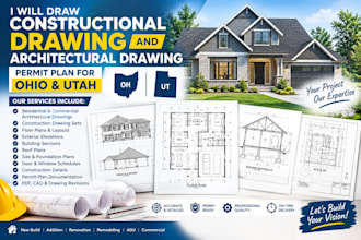 draw constructional drawing and architectural drawing permit plan for ohio, utah