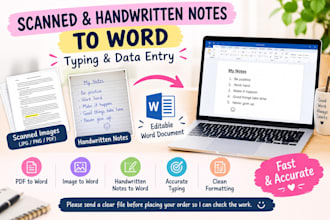 type scanned images and handwritten notes into word