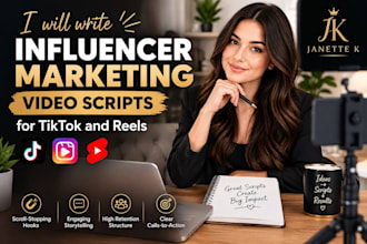 write engaging influencer marketing video scripts for tiktok and reels