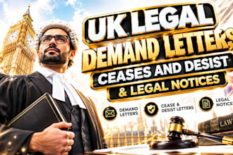 provide UK legal demand letters ceases and desist and legal notices