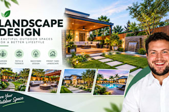 design landscape, backyard, garden, patio and realistic 3d rendering