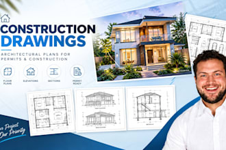 create architectural construction drawings, floor plans and permit drawings