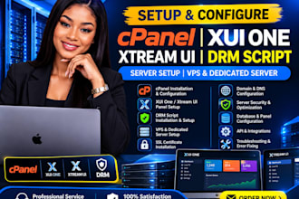 setup cpanel, xui one, xtream UI, drm script, server setup, vps