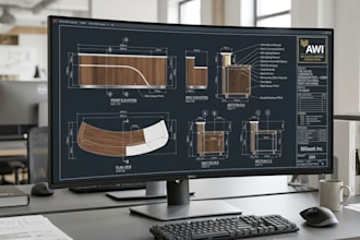 draft awi compliant millwork shop drawings for custom cabinetry