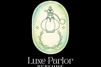 design luxury perfume logo with bottle mockup and animation